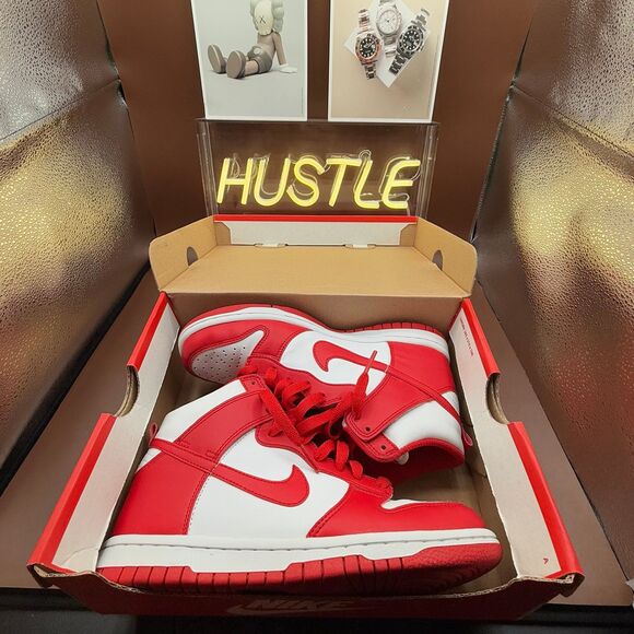 Nike Dunk High (GS) ‘Championship Red’ White/Red Sz 4.5Y - Picture 3 of 12